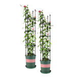 NNEAGS 2X 133cm 4-Bar Plant Frame Stand Trellis Vegetable Flower Herbs Outdoor Vine Support Garden Rack with Rings
