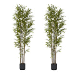 NNEAGS 2X 210cm Lucky Bamboo Tree Bambusa Vulgaris Artificial Plant w/ 7 Branches Home Accent Decor