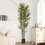 NNEAGS 2X 210cm Lucky Bamboo Tree Bambusa Vulgaris Artificial Plant w/ 7 Branches Home Accent Decor