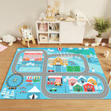 NNEAGS 2X 20cm Kids Rug Street Map Play Mat, Educational Baby Theme Park Area Rugs