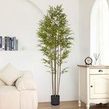 NNEAGS 2X 240cm Lucky Bamboo Tree Bambusa Vulgaris Artificial Plant w/ 7 Branches Home Accent Decor