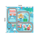NNEAGS 2X 20cm Kids Rug Street Map Play Mat, Educational Baby Theme Park Area Rugs