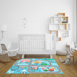 NNEAGS 2X 20cm Kids Rug Street Map Play Mat, Educational Baby Theme Park Area Rugs