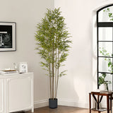 NNEAGS 2X 240cm Lucky Bamboo Tree Bambusa Vulgaris Artificial Plant w/ 7 Branches Home Accent Decor