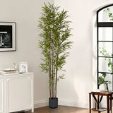 NNEAGS 2X 210cm Lucky Bamboo Tree Bambusa Vulgaris Artificial Plant w/ 7 Branches Home Accent Decor