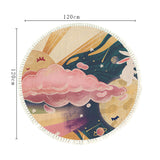 NNEAGS 2X 120cm Round Tassels Carpet Sky Landscape Clouds Boho Circle Area Rugs, Home Decor