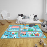 NNEAGS 2X 20cm Kids Rug Street Map Play Mat, Educational Baby Theme Park Area Rugs