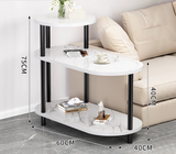 NNETB White Stone Pattern Side Table with Upgraded Thick Wooden Legs