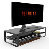 NNETM Organized Elevation: Dual-Level Monitor Stand with Drawer