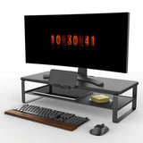 NNETM Organized Elevation: Dual-Level Monitor Stand with Drawer