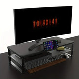 NNETM Organized Elevation: Dual-Level Monitor Stand with Drawer