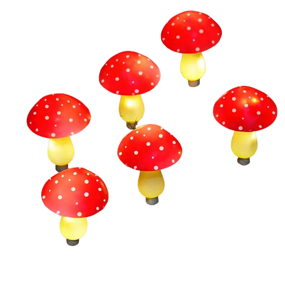 NNETM Solar Red Mushroom Garden Lights - 8 Modes Waterproof Decorative Outdoor Lighting (Set of 8)