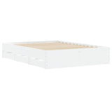 NNEVL Bed Frame with Drawers White 135x190 cm Engineered Wood
