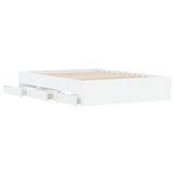 NNEVL Bed Frame with Drawers White 135x190 cm Engineered Wood
