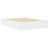 NNEVL Bed Frame with Drawers White 135x190 cm Engineered Wood