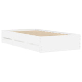 NNEVL Bed Frame with Drawers White 90x190 cm Engineered Wood