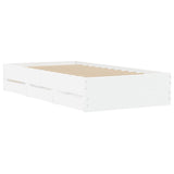 NNEVL Bed Frame with Drawers White 90x190 cm Engineered Wood