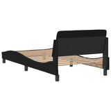 NNEVL Bed Frame with Headboard Black 107x203 cm Fabric