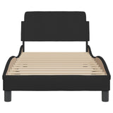 NNEVL Bed Frame with Headboard Black 90x190 cm Fabric