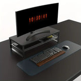 NNETM Organized Elevation: Dual-Level Monitor Stand with Drawer
