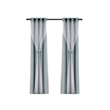 NNEDSZ 2X 132x160cm Blockout Sheer Curtains Light Grey