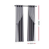 NNEDSZ 2X 132x213cm Blockout Sheer Curtains Charcoal
