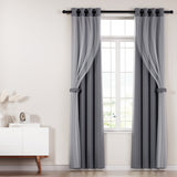 NNEDSZ 2X 132x213cm Blockout Sheer Curtains Charcoal