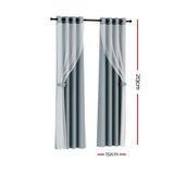 NNEDSZ 2X 132x213cm Blockout Sheer Curtains Light Grey
