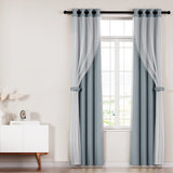 NNEDSZ 2X 132x213cm Blockout Sheer Curtains Light Grey