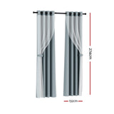 NNEDSZ 2X 132x274cm Blockout Sheer Curtains Light Grey