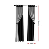 NNEDSZ 2X 132x304cm Blockout Sheer Curtains Black