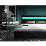 NNEDSZ Artiss Bed Frame Double Size LED Gas Lift Black COLE