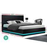 NNEDSZ Artiss Bed Frame Double Size LED Gas Lift Black LUMI