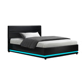 NNEDSZ Artiss Bed Frame King Single Size LED Gas Lift Black LUMI