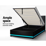 NNEDSZ Artiss Bed Frame King Single Size LED Gas Lift Black LUMI