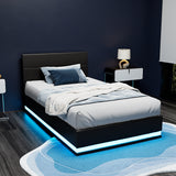 NNEDSZ Artiss Bed Frame King Single Size LED Gas Lift Black LUMI