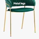 NNEDSZ Artiss Dining Chairs Set of 2 Velvet Hollow Armchair Green