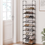NNEDSZ Shoe Rack Shoe Storage Shelf 10-tier 20 Pairs DIY Stackable Black Metal
