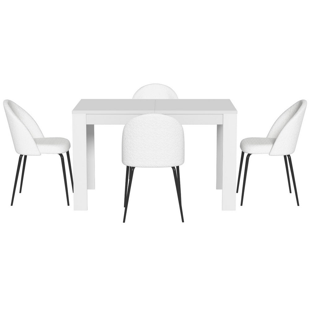 1 Artiss Dining Table and 4 Chairs Set White Sherpa NNE Living
