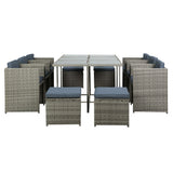 NNEDSZ Gardeon Outdoor Dining Set 11 Piece Wicker Table Chairs Setting Grey