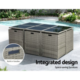 NNEDSZ Gardeon Outdoor Dining Set 11 Piece Wicker Table Chairs Setting Grey