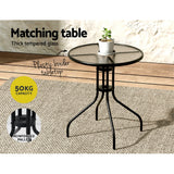 NNEDSZ Gardeon 5PC Bistro Set Outdoor Table and Chairs Stackable Outdoor Furniture Black