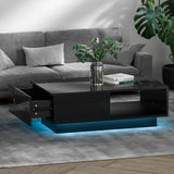 NNEDSZ Artiss Coffee Table Led Lights Black