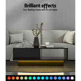 NNEDSZ Artiss Coffee Table Led Lights Black