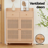 NNEDSZ Artiss Shoe Rack Cabinet 4-Tier 16 Pairs Pine