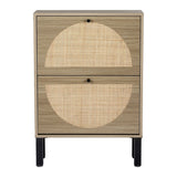 NNEDSZ Shoe Cabinet 2 Drawers Rattan 6 Pairs