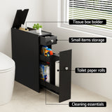 NNEDSZ Artiss Bathroom Storage Cabinet Toilet Slim Tissue Box Caddy Holder Side Wooden Black