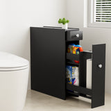 NNEDSZ Artiss Bathroom Storage Cabinet Toilet Slim Tissue Box Caddy Holder Side Wooden Black