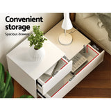 NNEDSZ Artiss Bedside Tables LED 2 Drawers - REMI White
