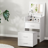 NNEDSZ Artiss 2-in-1 Dressing Table Stool Set Bedside Table White
